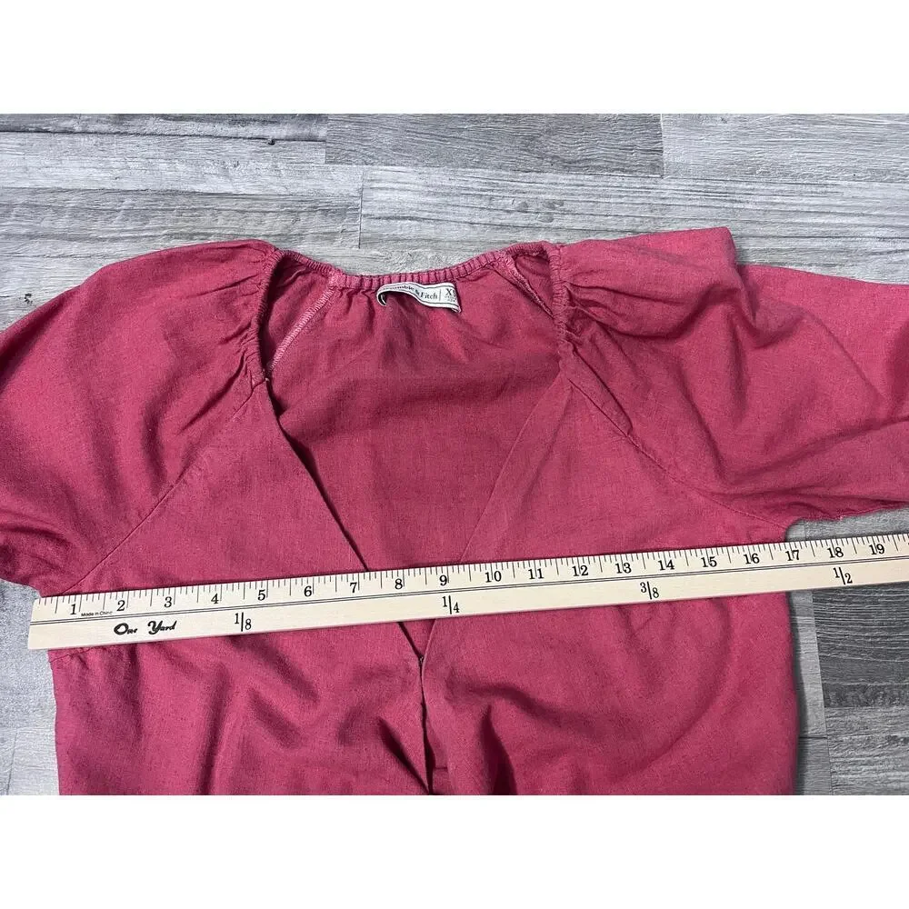 Abercrombie & Fitch Linen Blend 2PC Set Crop TieTop Wide Leg Pants Women XS Pink